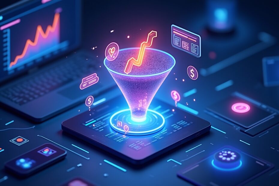 Retargeting solo ad traffic to increase ROI with futuristic digital dashboard