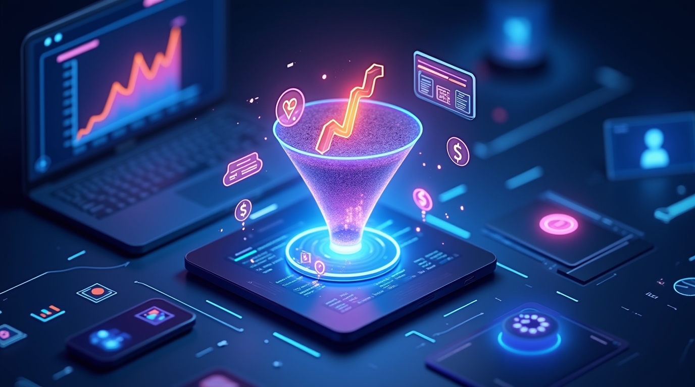 Retargeting solo ad traffic to increase ROI with futuristic digital dashboard